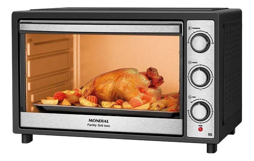 Forno Elétrico De Bancada Mondial Preto E Inox 52l Preto 220v Preto E Inox