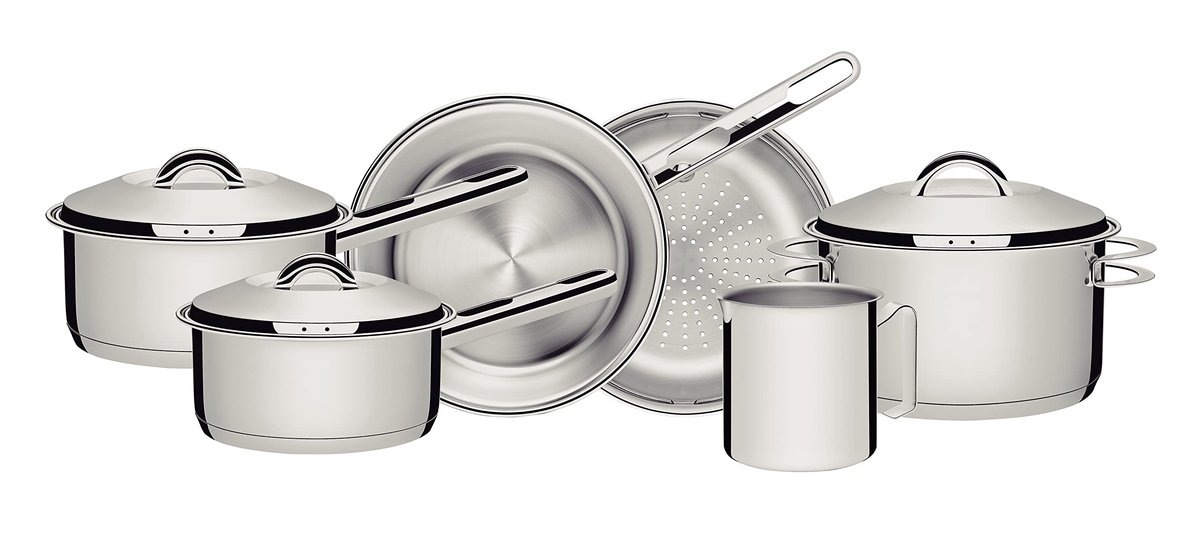 Tramontina Jogo de Panelas de Aço Inox com Fundo Triplo 6 peças Solar