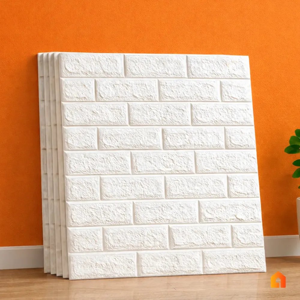 Kit 10 Und De Placas Adesivo 3d Papel Parede Tijolinho 77x70 Branco