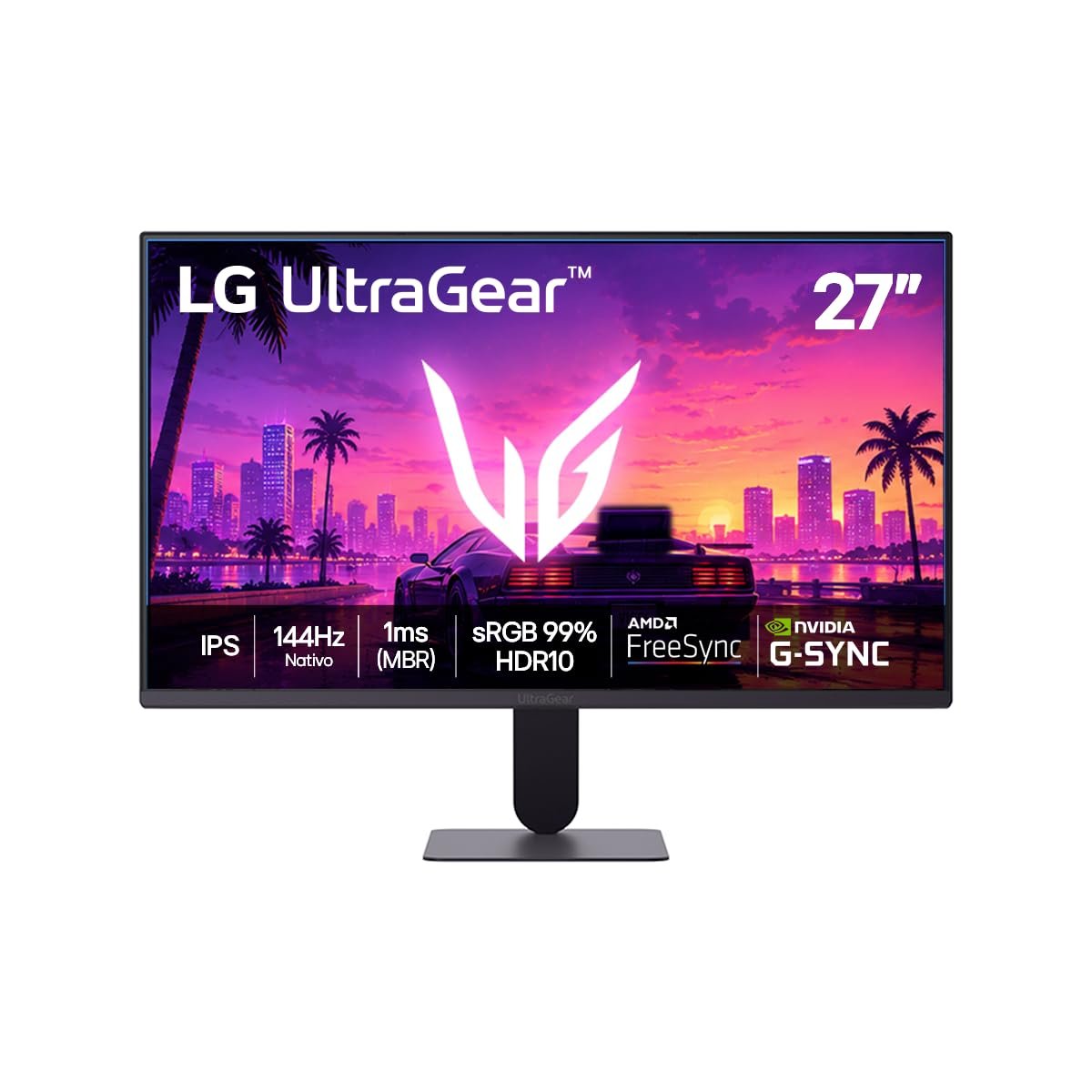 LG UltraGear Monitor Gamer 27" IPS, 144Hz Nativo, 1ms (MBR), Full HD (1920x1080), HDR10, NVIDIA G-SYNC, AMD FreeSync, Preto - 27G411B