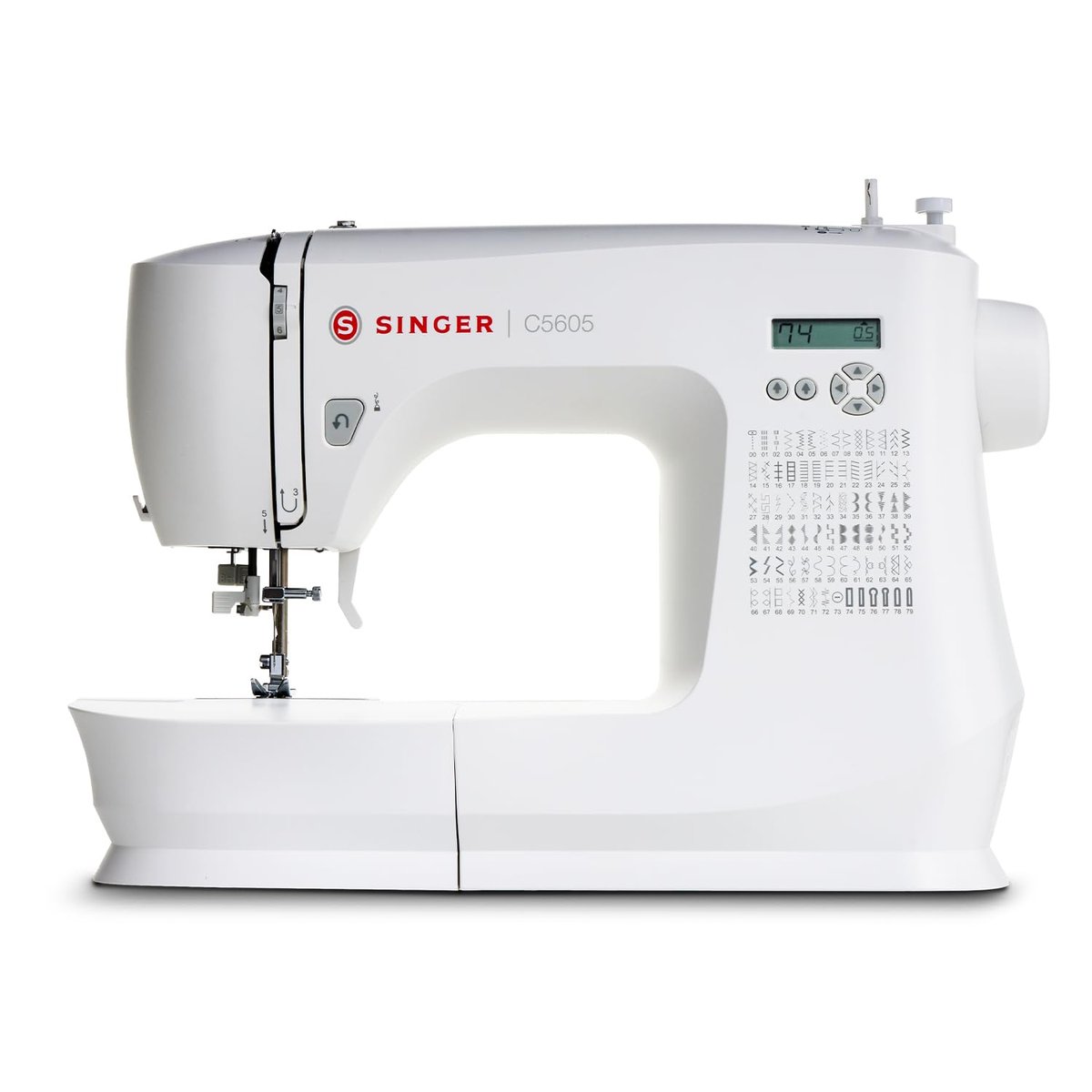 Máquina de Costura Eletrônica SINGER C5605 127V | 80 Pontos com 180 Aplicações | LCD, Passador de Linha, Caseado Automático, Braço Livre | Portátil | Ideal para Uso Doméstico
