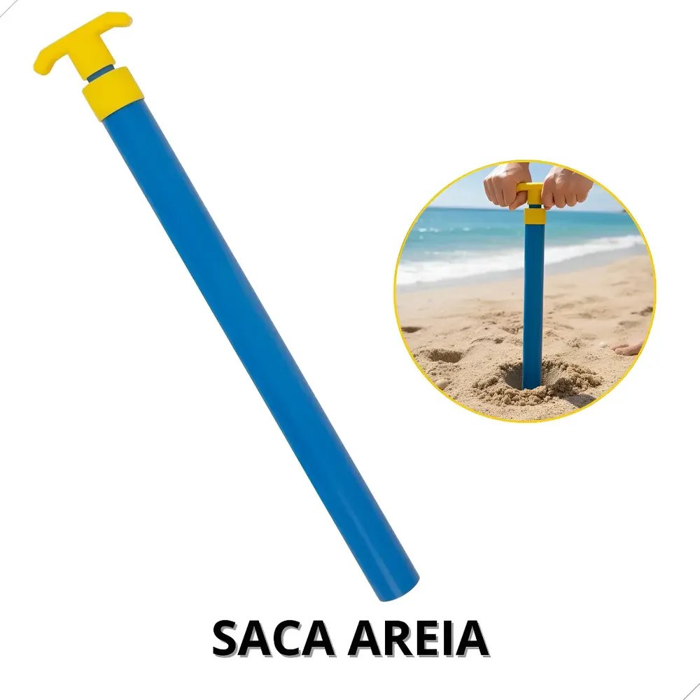 Saca Areia Praia Furador Guarda-sol Pressão Azul Verão Topo! Azul