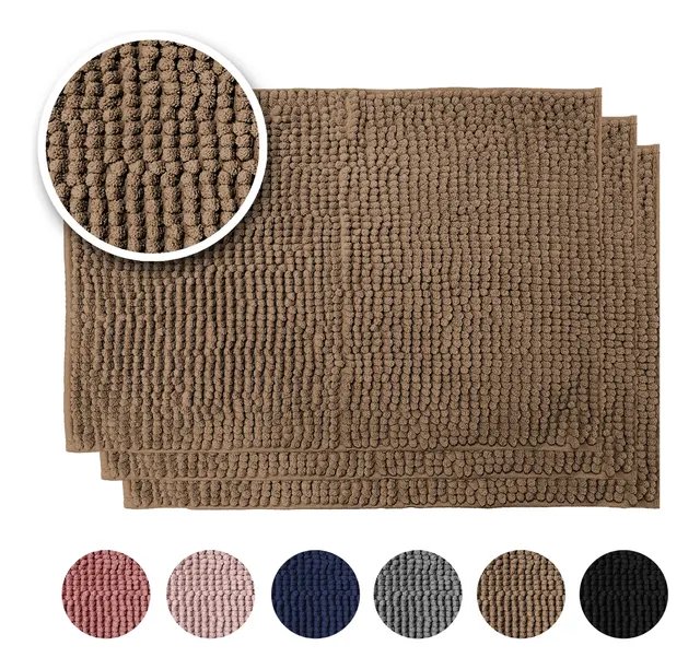 Kit 3 Tapete De Banheiro 60x40 Antiderrapante Macio Macarrão