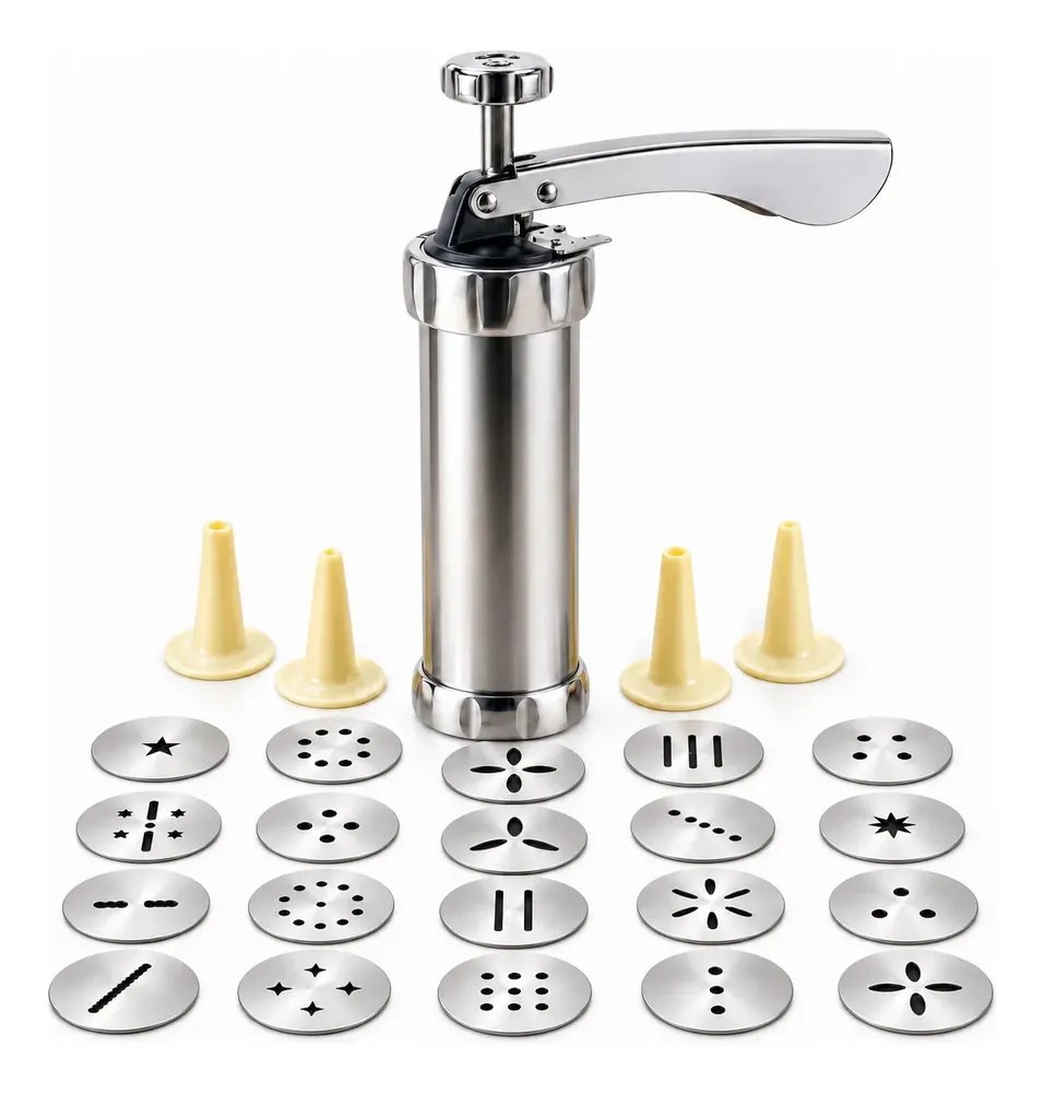 Máquina Modeladora De Biscoito Inox 20 Formas 4 Bicos Prata