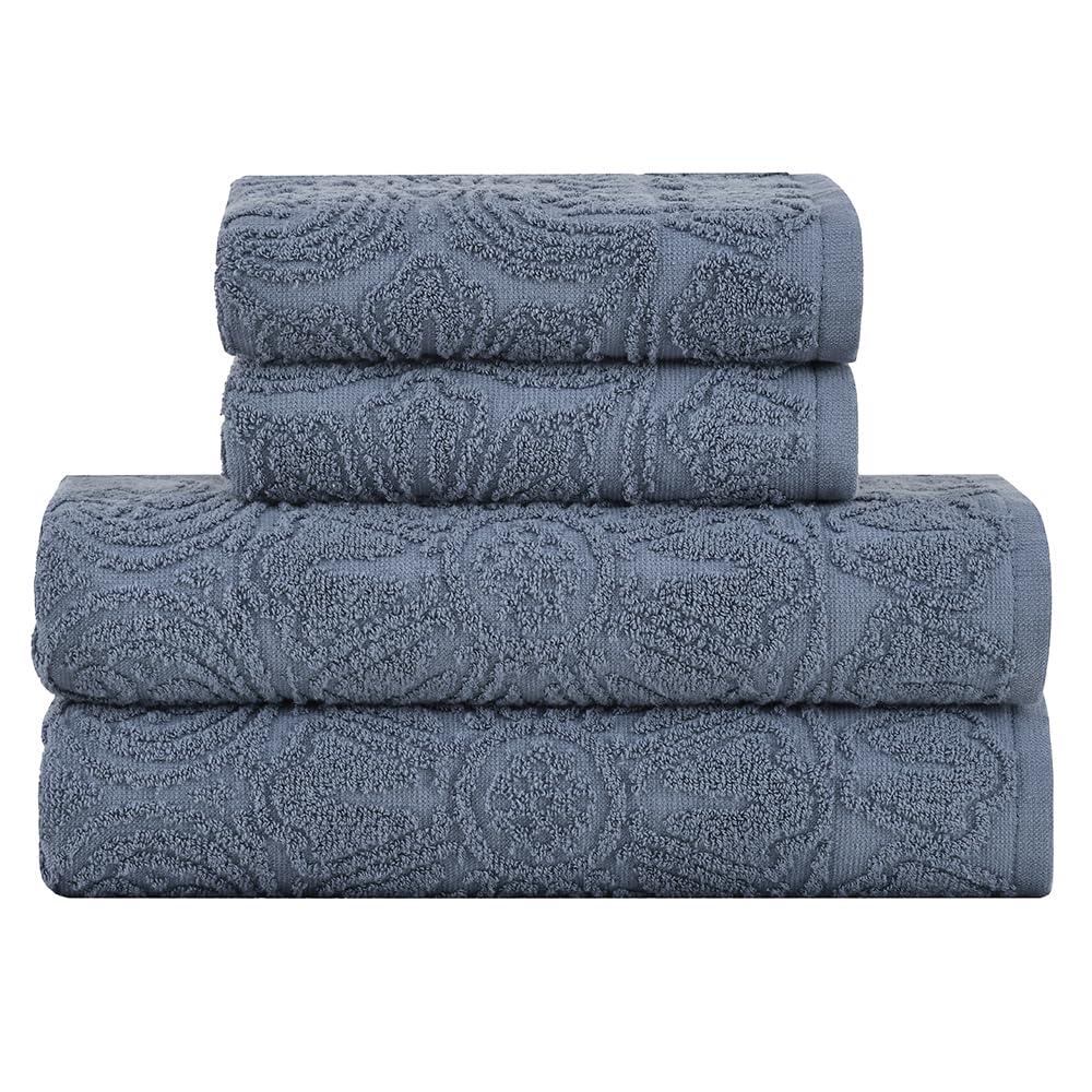 Buddemeyer Jogo de toalhas Florentina Extra Soft Banho Azul Escuro 4 peças