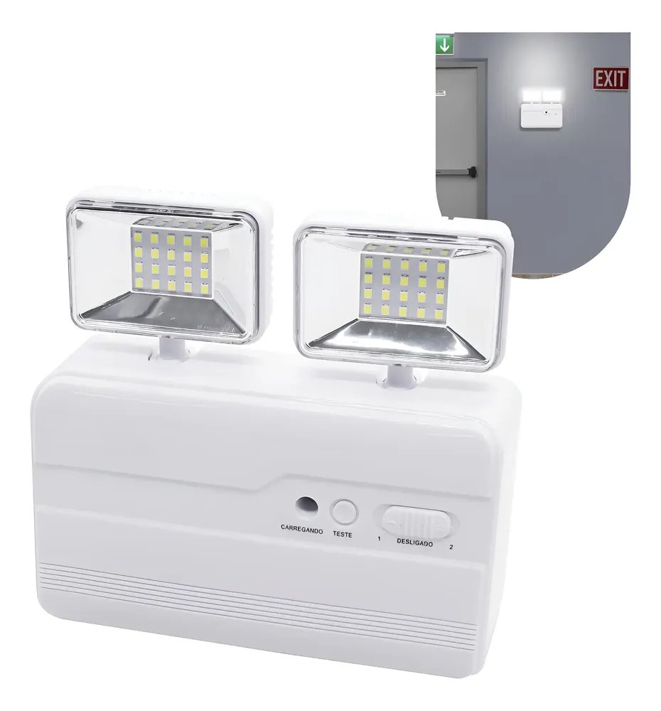 Luminária De Emergência 2 Faróis 40leds Bateria Recarregável Branco-frio 127/220v