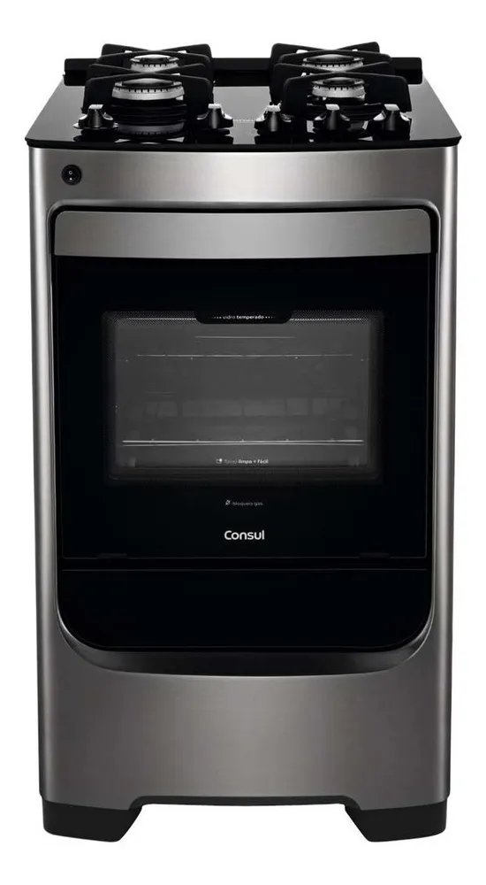 Fogão Consul 4 Bocas Inox Mesa de Vidro CFO4VAR
