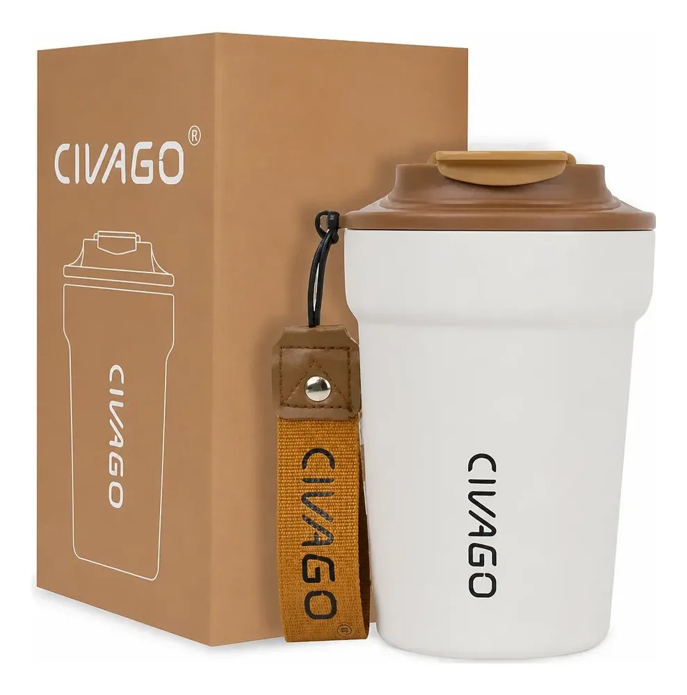 Copo Térmico Inox 380ml Com Tampa Para Café E Chá Café
