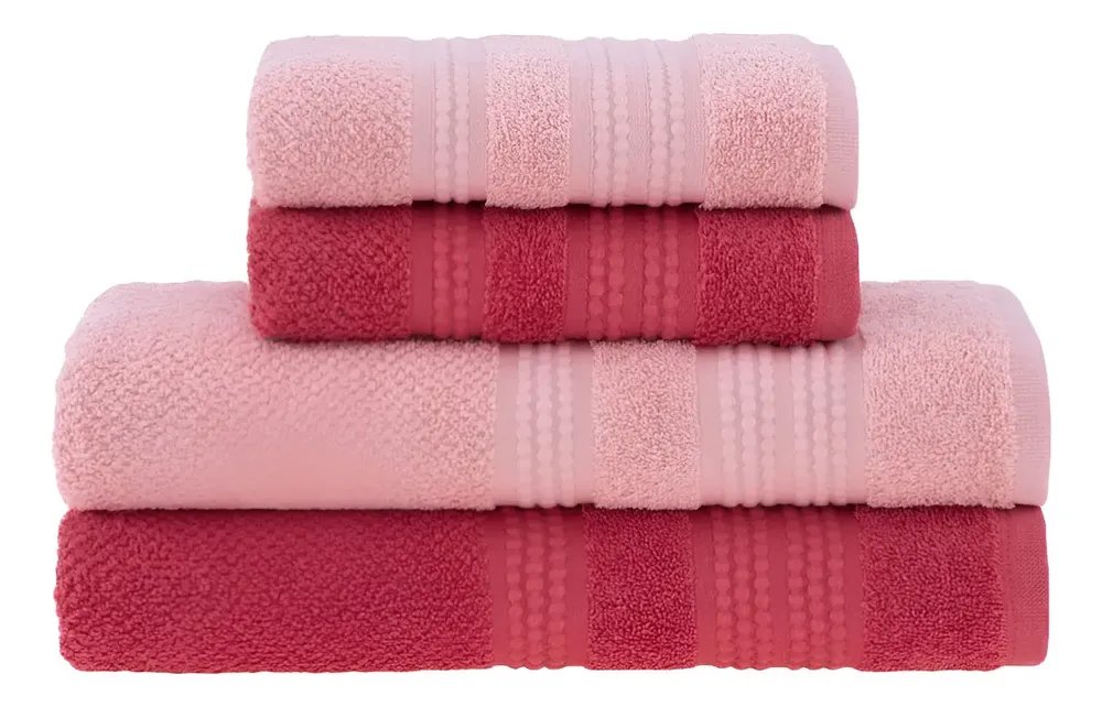Jogo de Toalhas Buddemeyer Frape Dots Banho Rosa/Coral 4 peças
