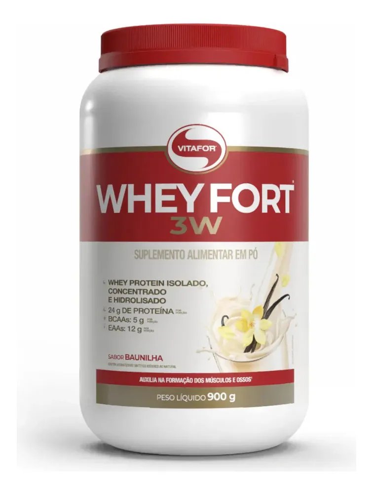 suplemento alimentar Whey Fort 3W Baunilha 900g Vitafor