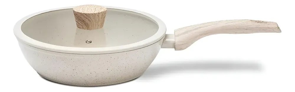 Frigideira Brinox 4814/171 Alta 24cm Tampa Ceramic Sirius Indução Vanilla Cor Branco