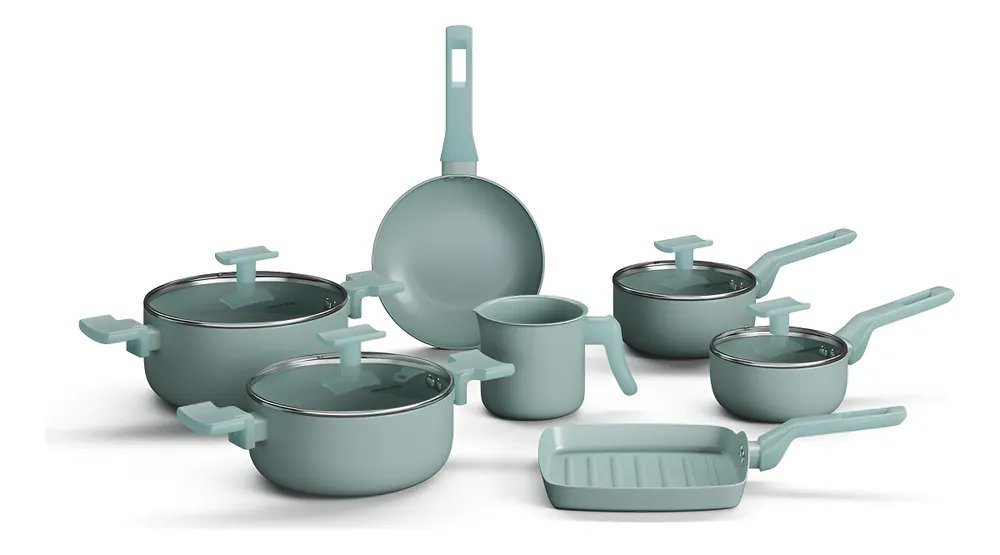 Conjunto Panelas 7 Peças Sartin Cook Cor Aquamint Mimo Style Cor Verde-claro