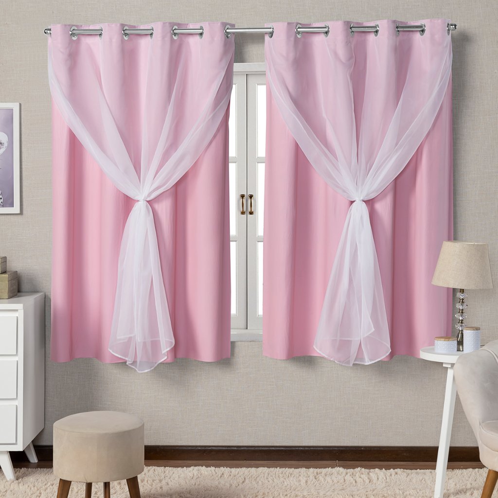 Cortina de Voal Blackout 100% Corta Luz 2,20m x1,30m Cores Variadas