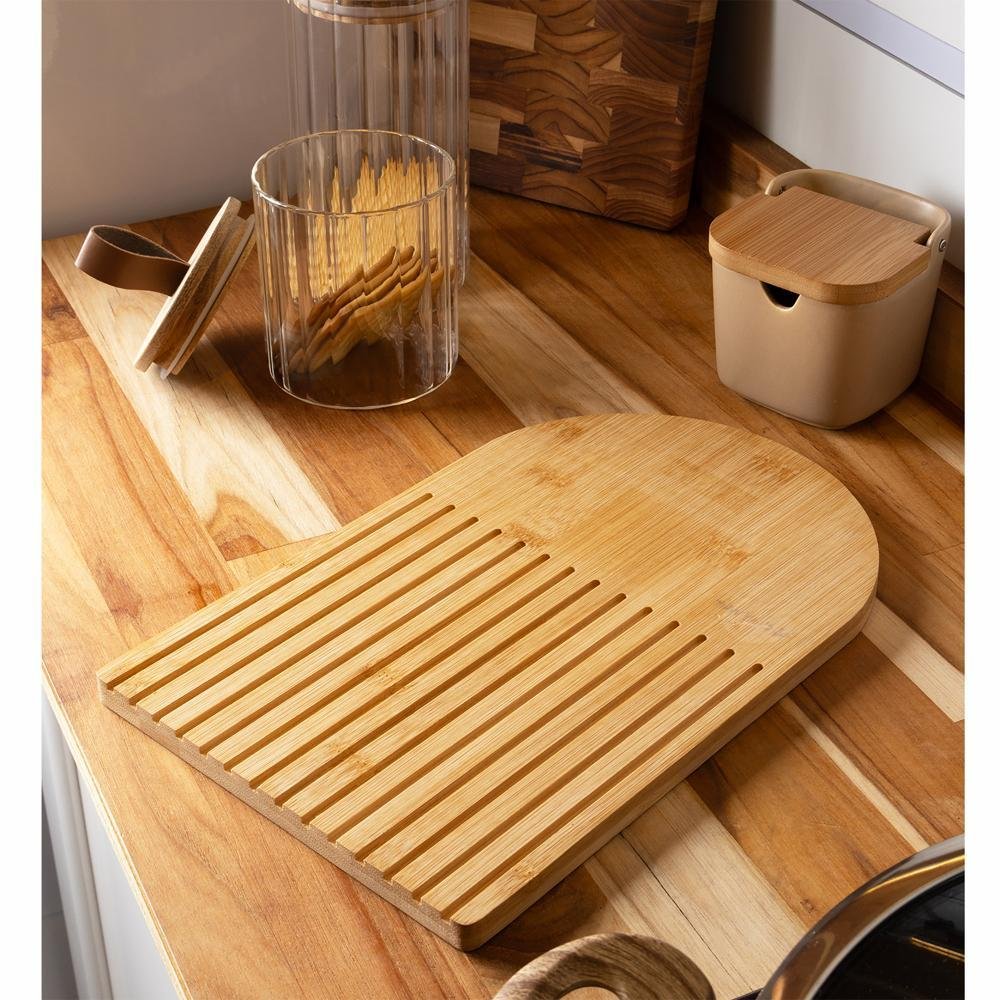 Tábua de Bambu Wolff Lavie 380mm x 190mm x 10mm para Corte e Servir Alimentos na Cozinha Retangular Prática e Resistente
