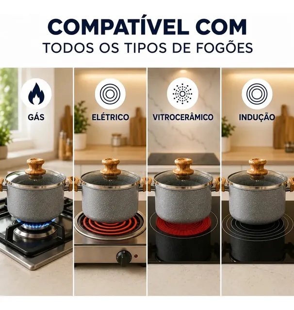 Jogo De Panelas Indução Brinox Cerâmica 7 Peças Easy Gris