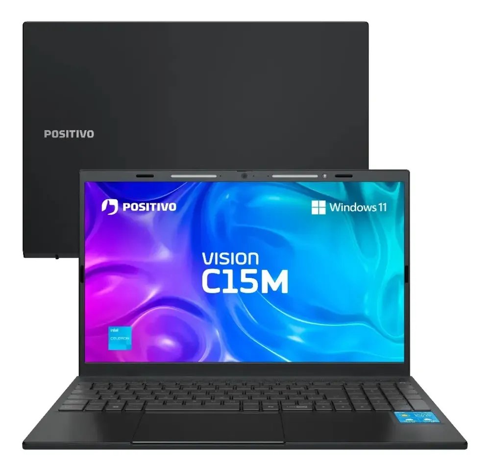 Notebook Positivo Vision C15M Intel Celeron N4500 Windows 11 Home 4GB RAM 128GB eMMC Tela 15" Full HD IPS Antirreflexo - Minitela e Tecla Copilot - Cinza