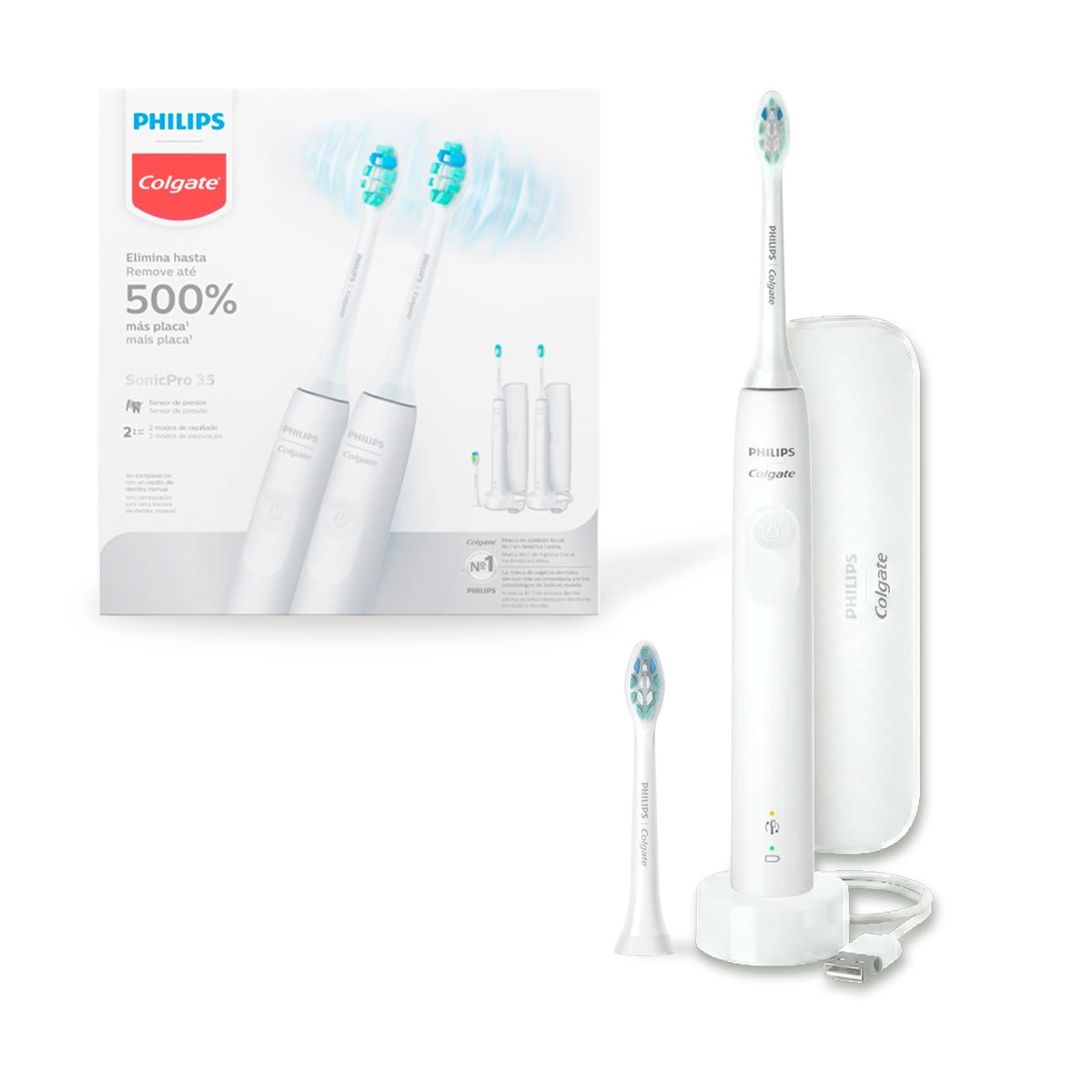 Philips Colgate Escova de Dente Elétrica Sonic Pro 35, 2 Unidades