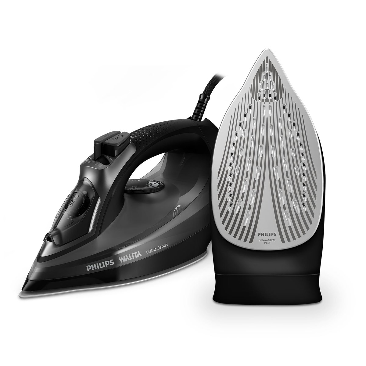 Philips Walita Ferro a Vapor Série 5000 1470W, SteamGlide Plus, Preto