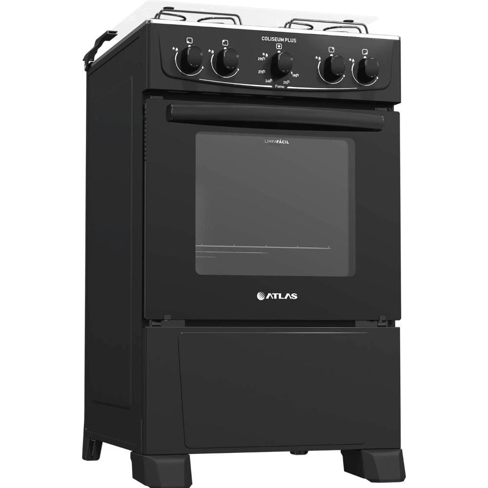 Fogão De Piso Atlas Coliseum Plus 4 Bocas Mesa Inox Forno 50 Litros