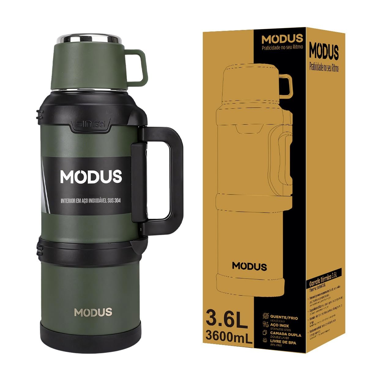 Garrafa Térmica 3600ml - Parede Dupla de Isolamento 24horas Gelado