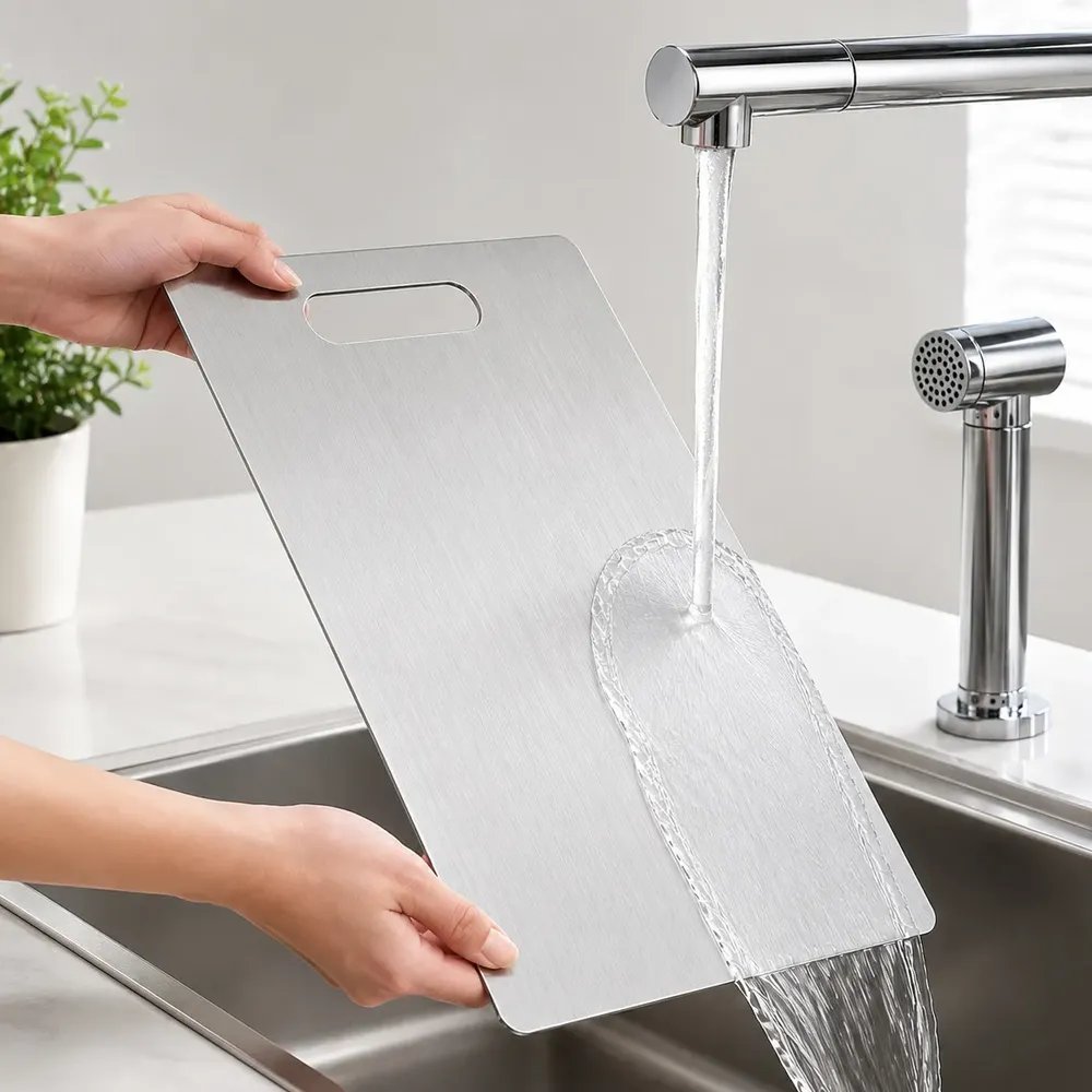 Tábua Corte Cozinha 30x46cm Gourmet Inox 304 Antibacteriana 30cm X 46cm Prateado