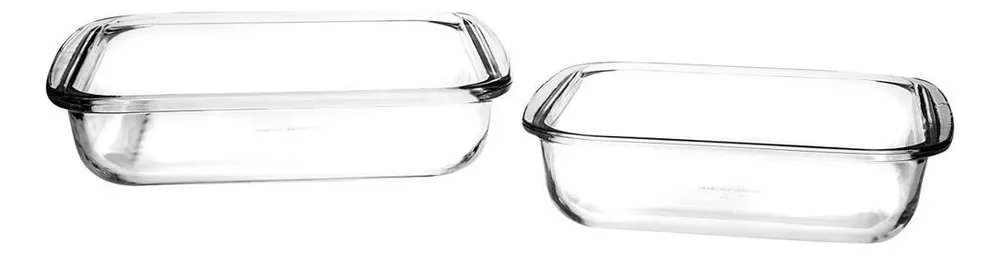 Assadeiras Quadradas Marinex 2 Peças Vidro Com Alça Transparente