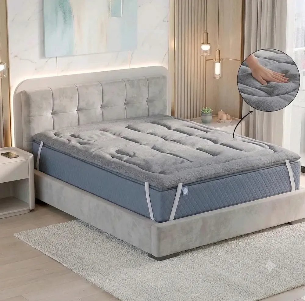 Pillow Top Casal 1,88 X 1,38 Protetor Colchão Cinza Premium Cinza Liso Casal