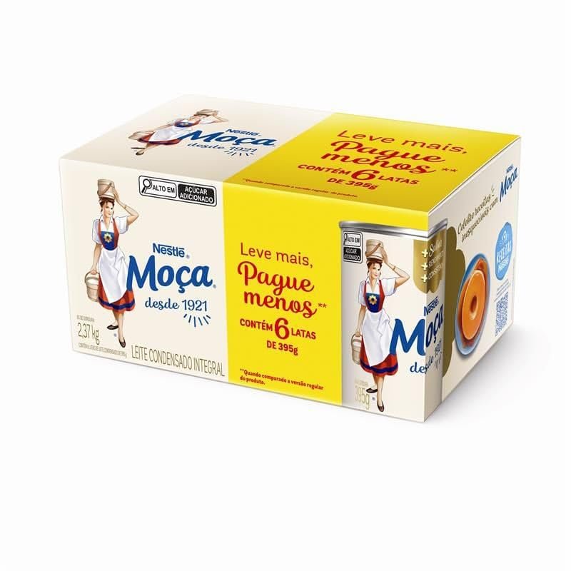 Pack Leite Condensado MOÇA Integral Lata 395g com 6 unidades