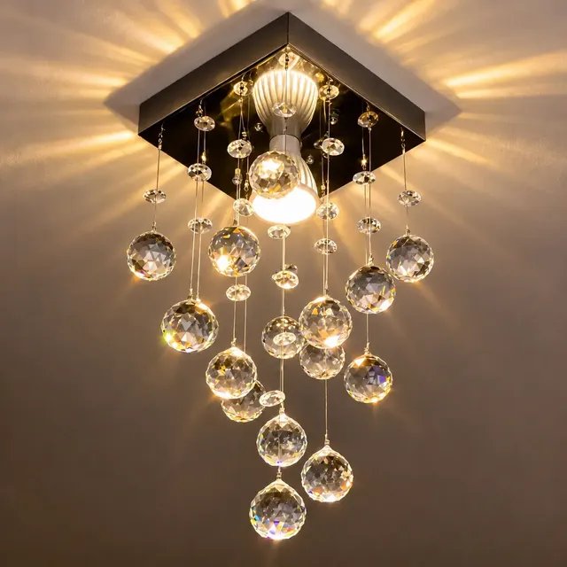 Lustre Cristal Acrílico Quarto Sala Vai Montado  Promoção