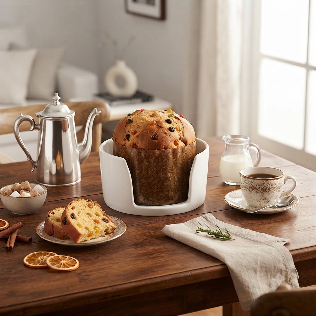 Porta Panetone/Chocotone Cerâmica Branco Mesa Posta Natal Com Abertura Para Servir Ideal Para Mesas De Cafés Scalla