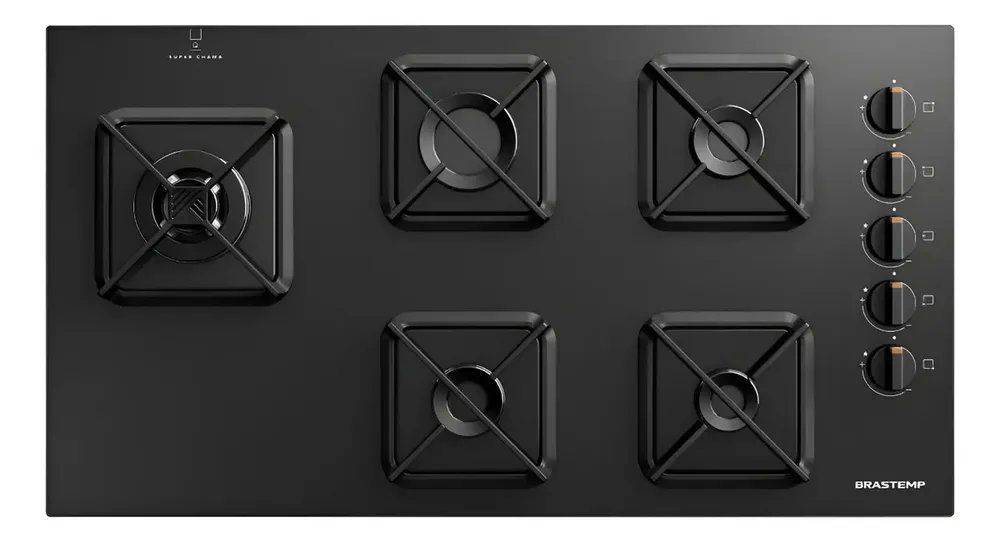Cooktop Brastemp 5 Bocas A Gás, Grades De Ferro Fundido E Su