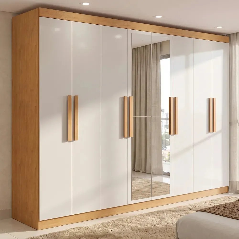 Guarda-roupa Móveis Lopas Easy Slim 8 Portas com 2 Espelhos