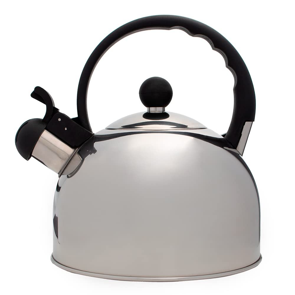 Mimo Style Chaleira Com Assobio de Alerta, Alça e Tampa Flip-up, Capacidade Para 2 Litros e Acabamento Espelhado, Produzida em Aço Inox Resistente e Duradouro