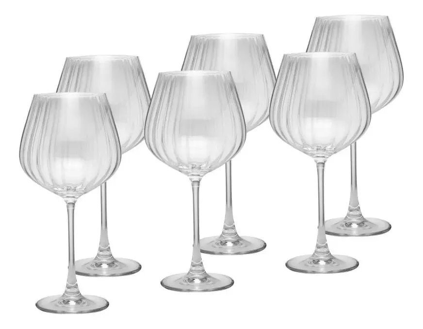 6 Taças De Vinho Wolff Columba Optic De Cristal 640ml