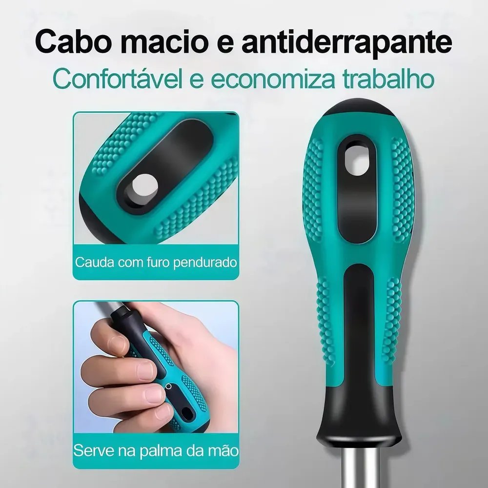 Jogo Chave Fenda Profissional Isolada Philips Imantada 10pcs