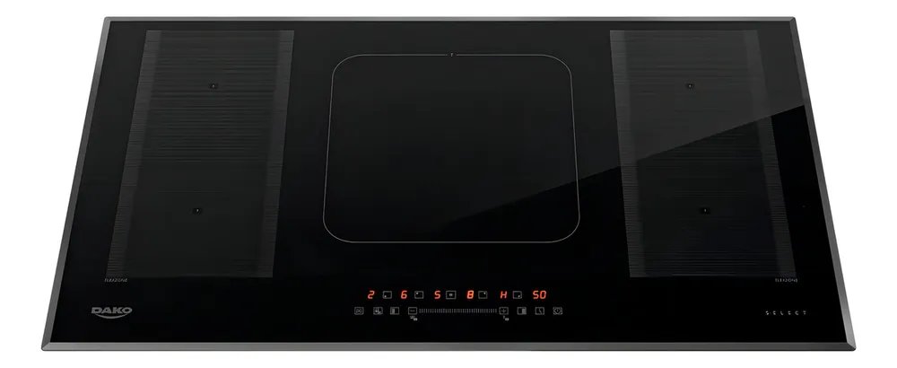 Cooktop de Indução 5 Bocas Dako Select com 2 Zonas Flexíveis e 7200W com Mesa em Vidro Cerâmico 220 V