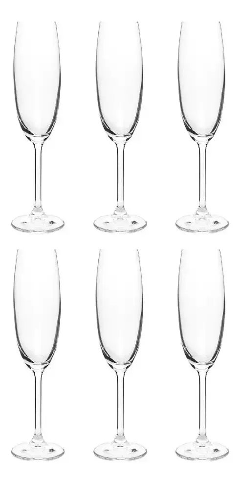 6 Taças Cristal Titanium Champanhe 220ml Bohemia Espumante Cor Transparente