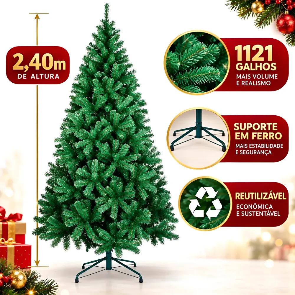 Árvore De Natal 2,40m 1121 Galhos Tradicional Hannover Home Verde