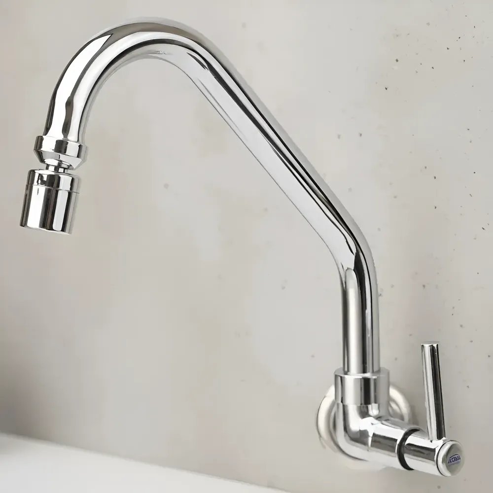 Torneira Cozinha Grande Luxo 100% Metal Parede Cromado Metal