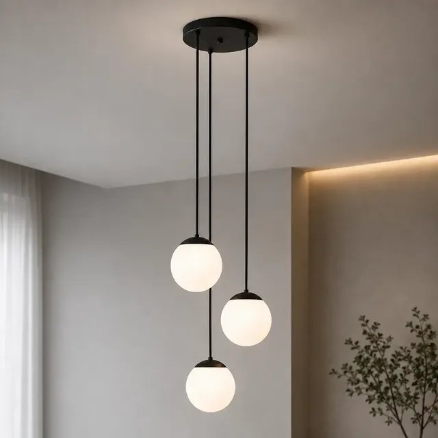 Pendente Lampada Led Triplo Globo Vidro Bola Moon Jabuticaba