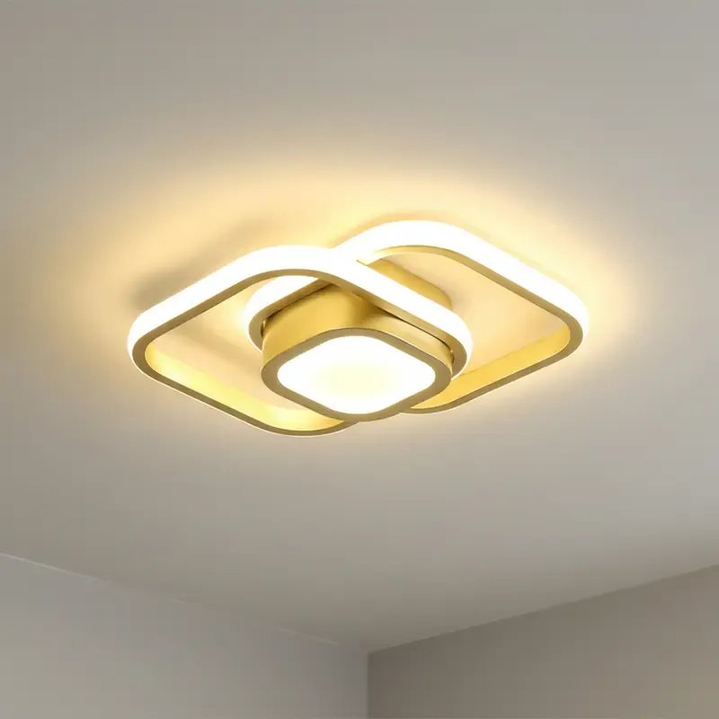 Luminária De Teto Moderna,plafon Sobrepor Lustre Led 3 Em 1 127/220v Dourado