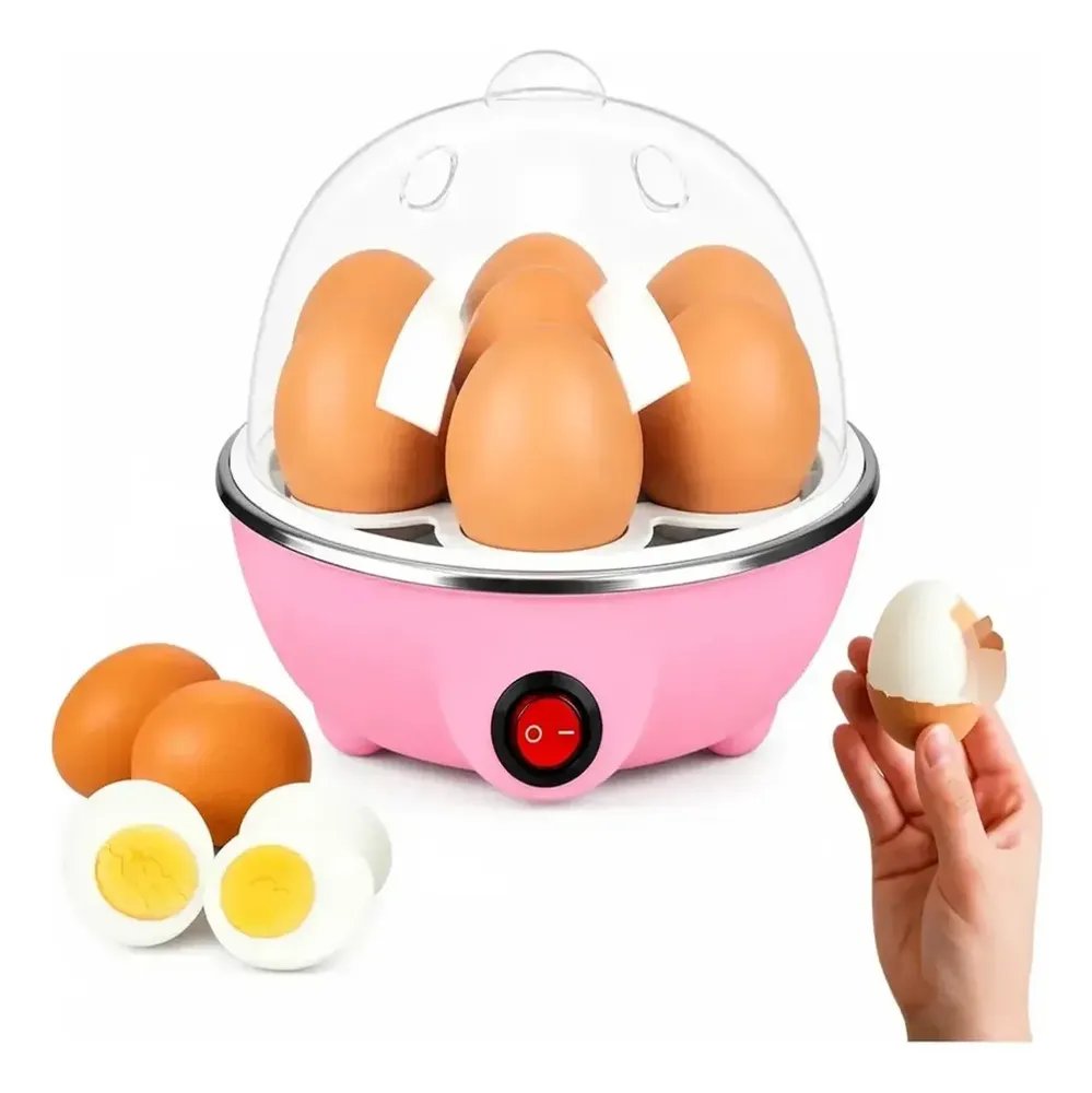Cozedor de Ovos Elétrico a Vapor Golden Festa para até 7 Ovos, Legumes e Desligamento Automático - Rosa