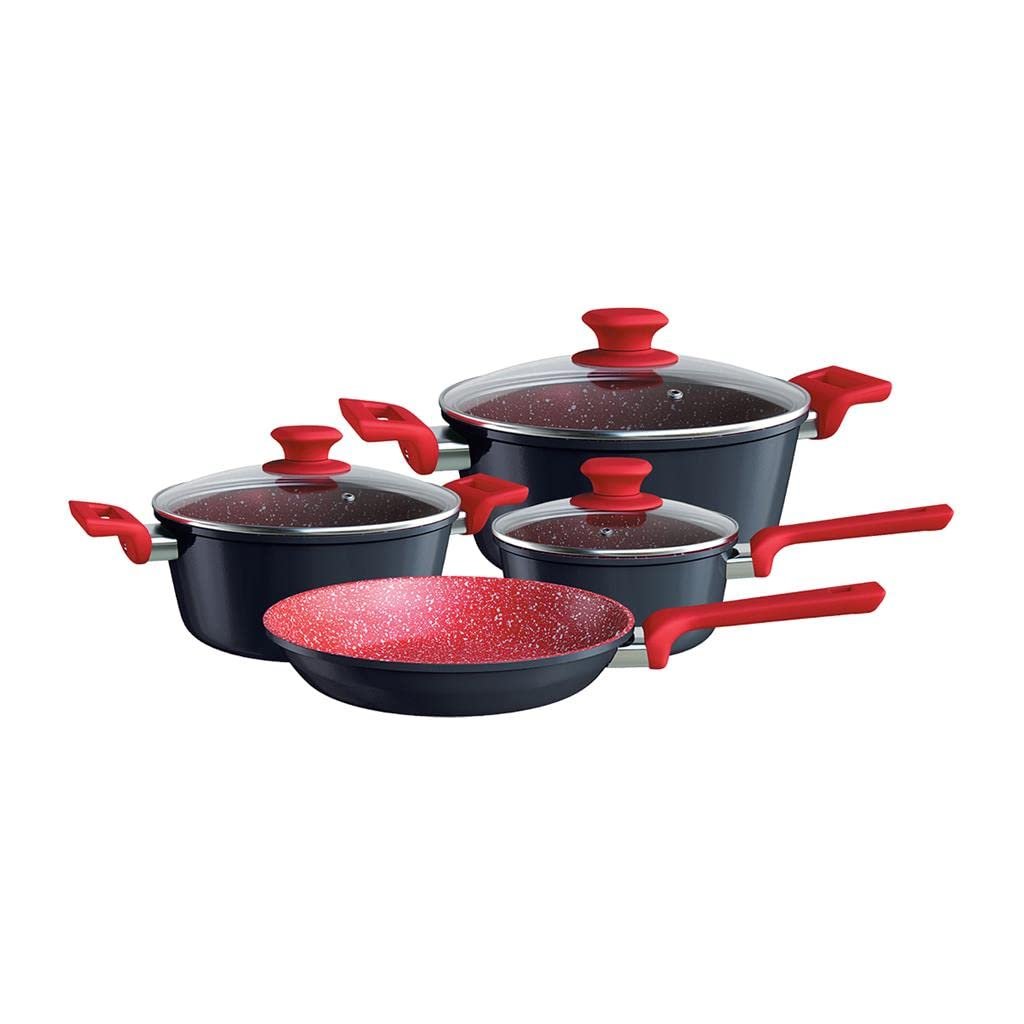 Euro Home - Conjunto de Panelas 4 peças de Alumínio com Antiaderente ColorStone Titânio - ALU8709-TI