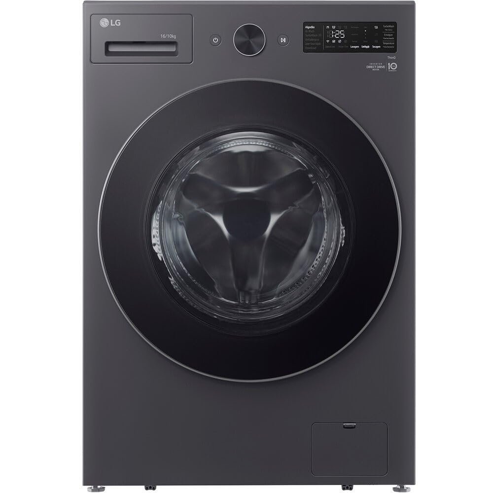 LG Lava e Seca Smart WD16GNTS6B com Inteligência Artificial AIdd, Black Inox, Frontal, 16 kg Lavagem e 10 kg Secagem, 95 x 65 x 78 cm, TurboWash 39, Antialérgico e Lavagem Rápida, Painel Digital, 220V