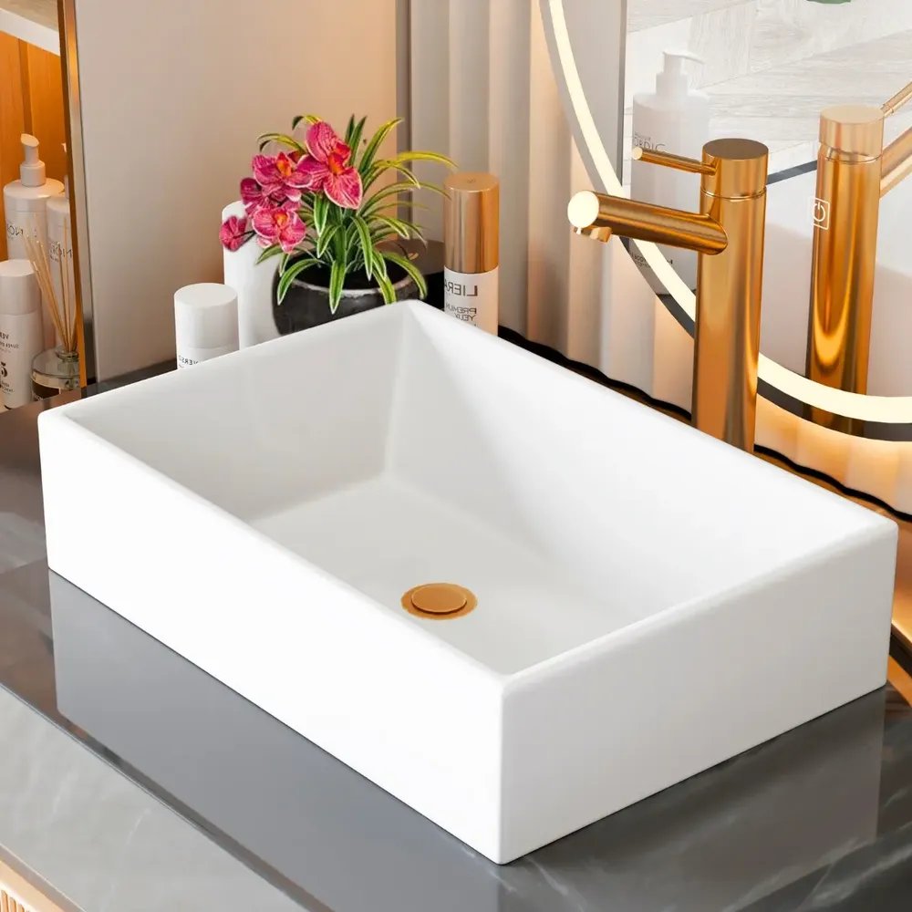 Cuba Pia Sobrepor Apoio Retangular 40x28cm Banheiro Lavabo Branca Decormobily