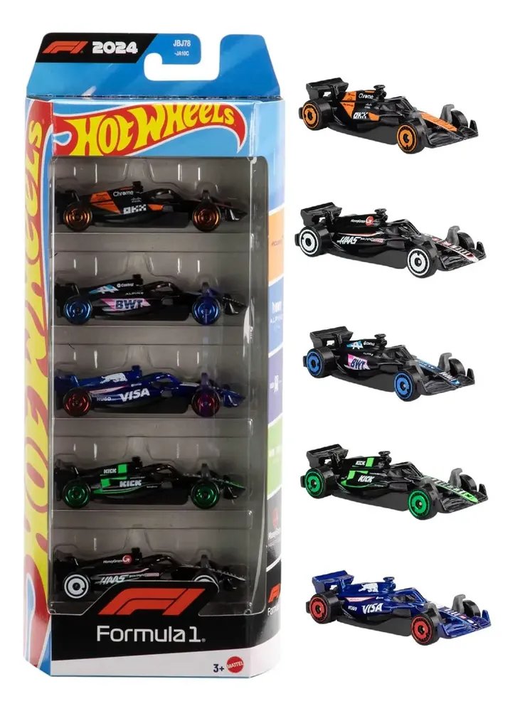 Pack Com 5 Carros Hot Wheels - Fórmula 1 F1 2024 Multicor