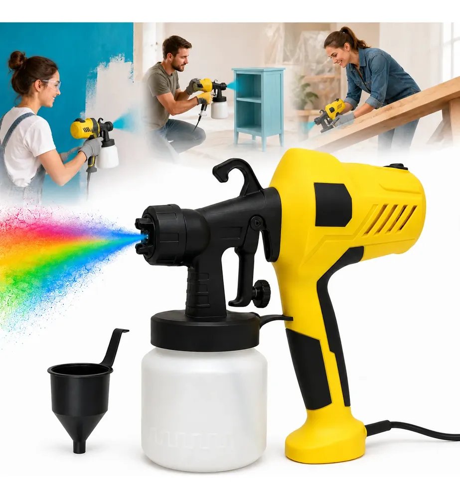 Pulverizador De Tinta Pistola Pintura Elétrico 500w 2.5mm 1l Amarelo 220v