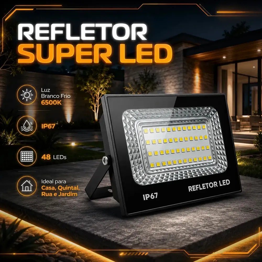 kit 2 Refletor Led 200w Holofote Bivolt Prova D'água Cor Branco Frio 6500k