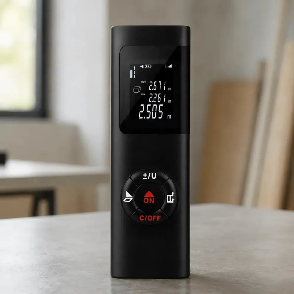 Trena Laser 40m Recarregável Com Cabo Usb Medidor Digital De Distância Área Volume Precisão ±2mm Fácil De Usar Para Obra Reforma Parede Cômodo Altura Mede Sozinho Sem Fita Eletric Teck