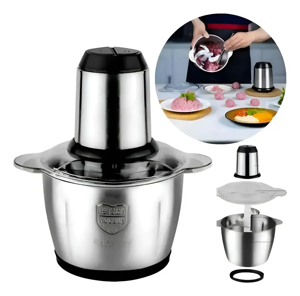 Processador Elétrico Triturador Inox Para Carne Potente 2l Inox 220v